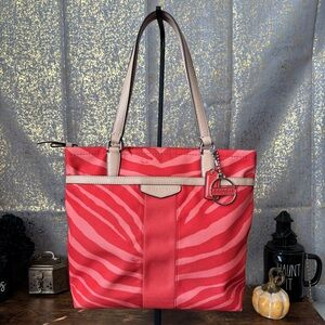 Coach Zebra Print Tote in Hot Orange
